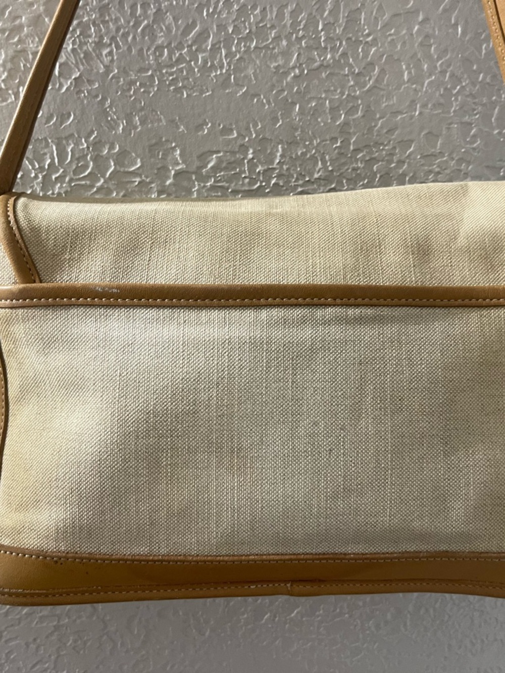 Coach Y2K Cream Canvas Shoulder Bag with Tan Leather Trim - Picture 6 of 11